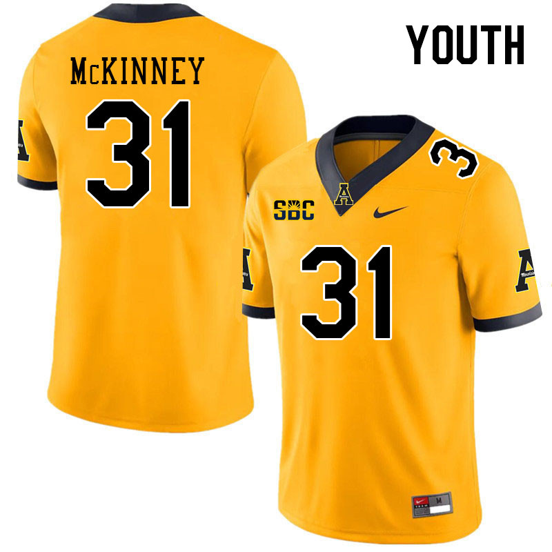 Youth #31 Dyvon McKinney Appalachian State Mountaineers College Football Jerseys Stitched Sale-Gold